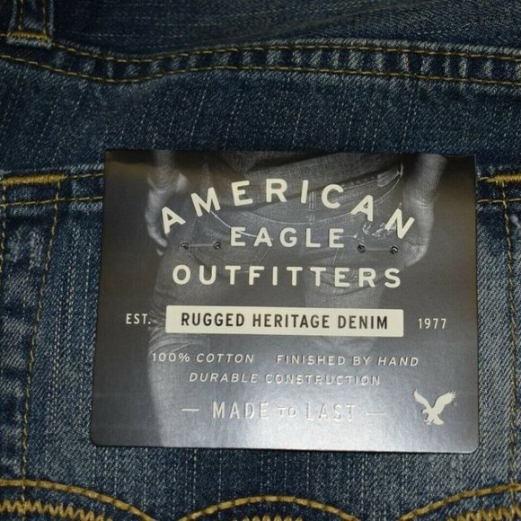 AEO Mens Original Boot Destroyed Jean - Med Wash No. 3690- 30" Inseam - NWT - Picture 4 of 8